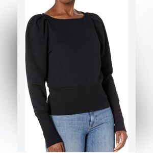 AG Adriano Goldschmied Black Puff Sleeve Sweatshirt NWOT Terry medium black